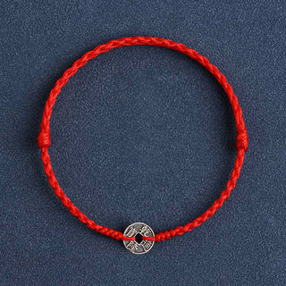 Buddha Gift 925 Sterling Silver Five Emperor Coins Red String Protection Luck Braided Bracelet Anklet
