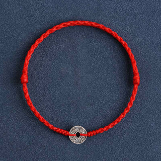 Buddha Gift 925 Sterling Silver Five Emperor Coins Red String Protection Luck Braided Bracelet Anklet