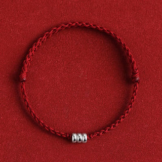 Buddha Gift 925 Sterling Silver Beads Protection Luck Braided Bracelet Anklet