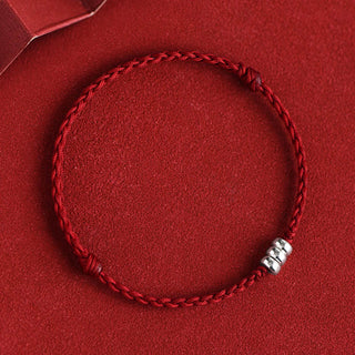 Buddha Gift 925 Sterling Silver Beads Protection Luck Braided Bracelet Anklet