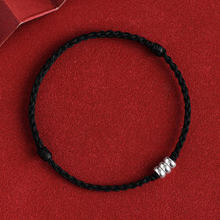 Buddha Gift 925 Sterling Silver Beads Protection Luck Braided Bracelet Anklet
