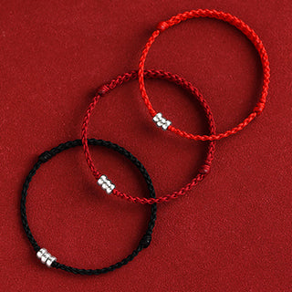 Buddha Gift 925 Sterling Silver Beads Protection Luck Braided Bracelet Anklet