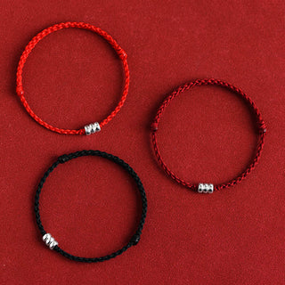 Buddha Gift 925 Sterling Silver Beads Protection Luck Braided Bracelet Anklet