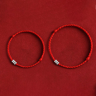Buddha Gift 925 Sterling Silver Beads Protection Luck Braided Bracelet Anklet