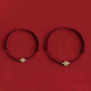Buddha Gift Natural Hetian Jade 999 Gold Beads Protection Luck Braided Bracelet Anklet