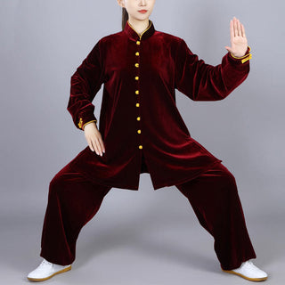 Buddha Gift 2Pcs Fall Winter Tai Chi Meditation Qigong Zen Practice Unisex Velour Plush Clothing Set