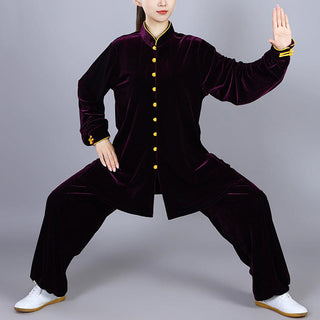 Buddha Gift 2Pcs Fall Winter Tai Chi Meditation Qigong Zen Practice Unisex Velour Plush Clothing Set