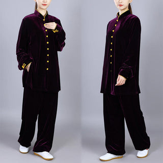 Buddha Gift 2Pcs Fall Winter Tai Chi Meditation Qigong Zen Practice Unisex Velour Plush Clothing Set