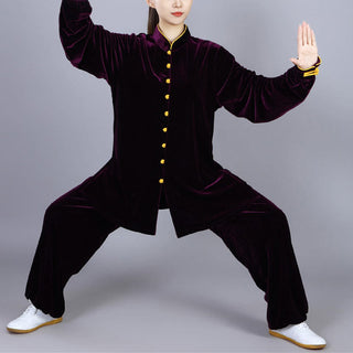 Buddha Gift 2Pcs Fall Winter Tai Chi Meditation Qigong Zen Practice Unisex Velour Plush Clothing Set