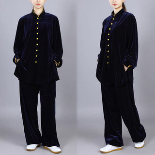 Buddha Gift 2Pcs Fall Winter Tai Chi Meditation Qigong Zen Practice Unisex Velour Plush Clothing Set