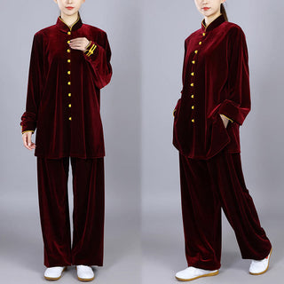 Buddha Gift 2Pcs Fall Winter Tai Chi Meditation Qigong Zen Practice Unisex Velour Plush Clothing Set