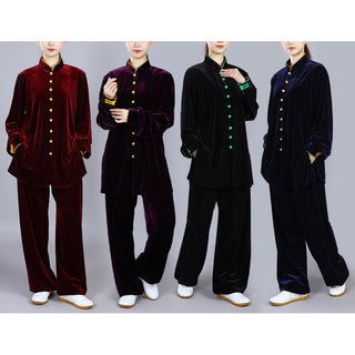 Buddha Gift 2Pcs Fall Winter Tai Chi Meditation Qigong Zen Practice Unisex Velour Plush Clothing Set
