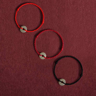 Buddha Gift Natural Hetian Jade Peace Buckle Protection Luck Braided Bracelet Anklet