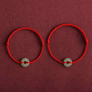Buddha Gift Natural Hetian Jade Peace Buckle Protection Luck Braided Bracelet Anklet