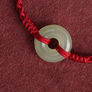 Buddha Gift Natural Hetian Jade Peace Buckle Protection Luck Braided Bracelet Anklet
