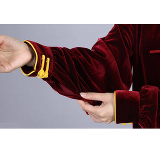 Buddha Gift 2Pcs Fall Winter Tai Chi Qigong Practice Unisex Frog-Button Meditation Velour Clothing Set