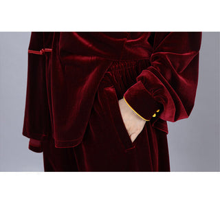 Buddha Gift 2Pcs Fall Winter Tai Chi Qigong Practice Unisex Frog-Button Meditation Velour Clothing Set