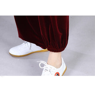 Buddha Gift 2Pcs Fall Winter Tai Chi Qigong Practice Unisex Frog-Button Meditation Velour Clothing Set