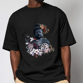 Buddha Gift  Colorful Flowers Surrounding Buddha Pattern Tee T-shirt