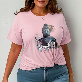 Buddha Gift  Colorful Flowers Surrounding Buddha Pattern Tee T-shirt