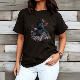 Buddha Gift  Colorful Flowers Surrounding Buddha Pattern Tee T-shirt