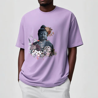 Buddha Gift  Colorful Flowers Surrounding Buddha Pattern Tee T-shirt