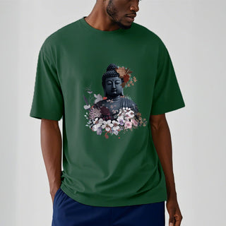 Buddha Gift  Colorful Flowers Surrounding Buddha Pattern Tee T-shirt