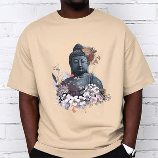 Buddha Gift  Colorful Flowers Surrounding Buddha Pattern Tee T-shirt