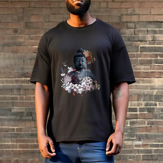Buddha Gift  Colorful Flowers Surrounding Buddha Pattern Tee T-shirt