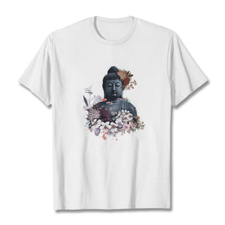 Buddha Gift  Colorful Flowers Surrounding Buddha Pattern Tee T-shirt