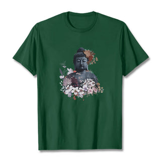 Buddha Gift  Colorful Flowers Surrounding Buddha Pattern Tee T-shirt