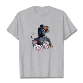 Buddha Gift  Colorful Flowers Surrounding Buddha Pattern Tee T-shirt