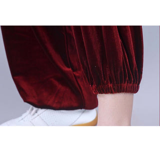 Buddha Gift 2Pcs Fall Winter Tai Chi Qigong Auspicious Clouds Stand Collar Frog-Button Unisex Velour Meditation Clothing Set