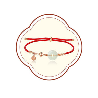 Buddha Gift Natural Hetian Jade Peace Buckle 925 Sterling Silver Red String Fu Character Protection Luck Bracelet
