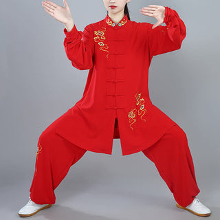 Buddha Gift 2Pcs Fall Colorful Auspicious Clouds Tai Chi Meditation Qigong Zen Practice Unisex Cotton Clothing Set