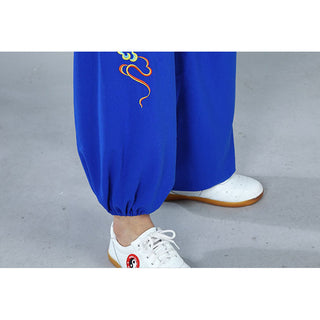 Buddha Gift 2Pcs Fall Colorful Auspicious Clouds Tai Chi Meditation Qigong Zen Practice Unisex Cotton Clothing Set