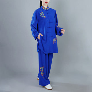 Buddha Gift 2Pcs Fall Colorful Auspicious Clouds Tai Chi Meditation Qigong Zen Practice Unisex Cotton Clothing Set