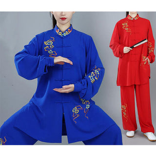 Buddha Gift 2Pcs Fall Colorful Auspicious Clouds Tai Chi Meditation Qigong Zen Practice Unisex Cotton Clothing Set
