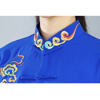 Buddha Gift 2Pcs Fall Colorful Auspicious Clouds Tai Chi Meditation Qigong Zen Practice Unisex Cotton Clothing Set