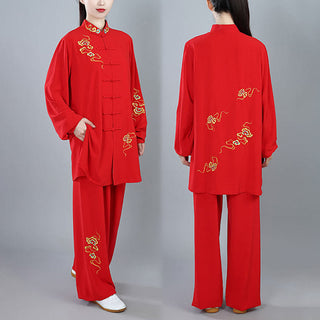 Buddha Gift 2Pcs Fall Colorful Auspicious Clouds Tai Chi Meditation Qigong Zen Practice Unisex Cotton Clothing Set