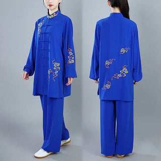 Buddha Gift 2Pcs Fall Colorful Auspicious Clouds Tai Chi Meditation Qigong Zen Practice Unisex Cotton Clothing Set