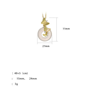 Buddha Gift 925 Sterling Silver Butterfly Chalcedony Peace Buckle Blessing Luck Necklace Pendant