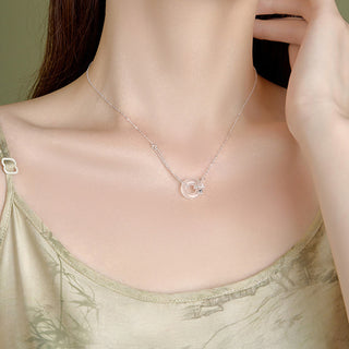 Buddha Gift 925 Sterling Silver Tulip Chalcedony Peace Buckle Fortune Necklace Pendant