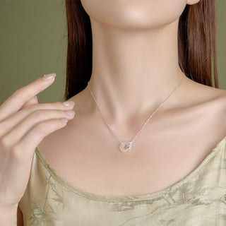 Buddha Gift 925 Sterling Silver Tulip Chalcedony Peace Buckle Fortune Necklace Pendant