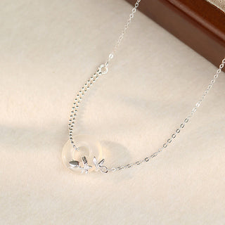 Buddha Gift 925 Sterling Silver Tulip Chalcedony Peace Buckle Fortune Necklace Pendant