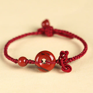 Buddha Gift Red Jasper Rose Quartz Various Natural Rocks Peace Buckle Knot Positive Luck Bracelet