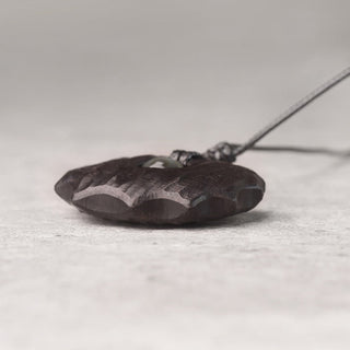 Buddha Gift Ebony Wood Obsidian Irregular Shape Peace Calm Necklace Pendant