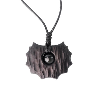 Buddha Gift Ebony Wood Obsidian Irregular Shape Peace Calm Necklace Pendant