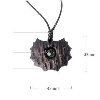 Buddha Gift Ebony Wood Obsidian Irregular Shape Peace Calm Necklace Pendant