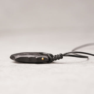 Buddha Gift Ebony Wood Irregular Shape Copper Bead Peace Calm Necklace Pendant